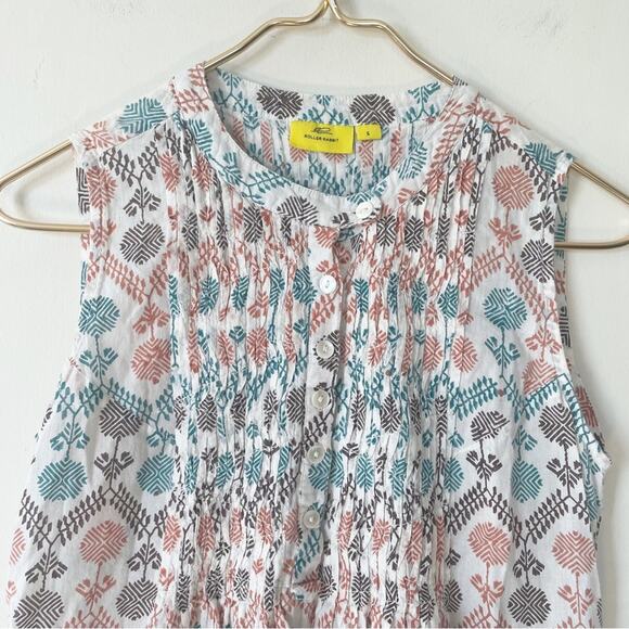 Roberta Roller Rabbit Isola Smocked Cotton Sleeveless Dress S - Picture 4 of 7